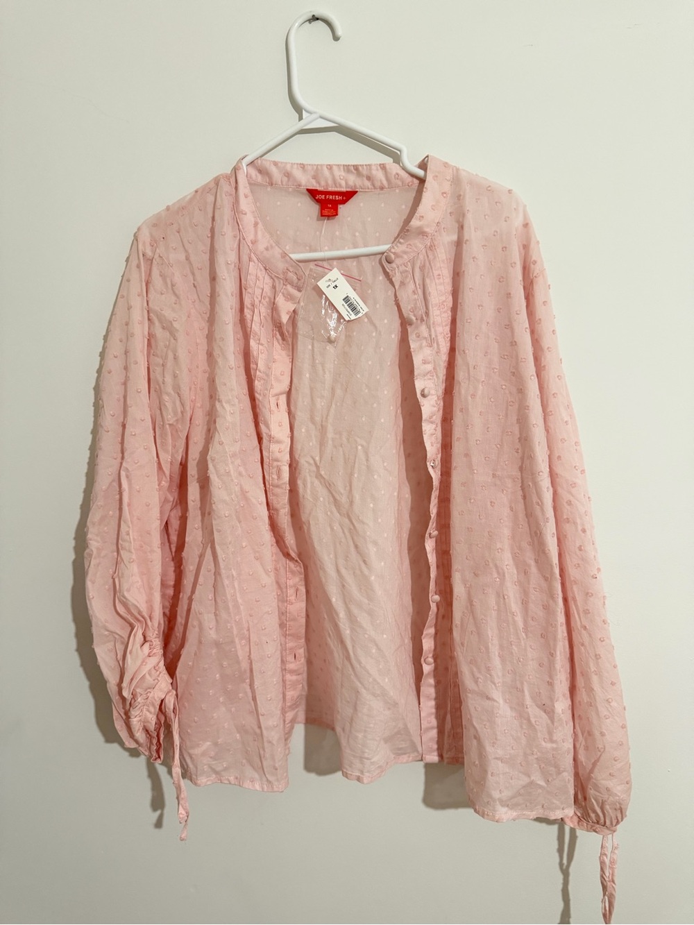 Joe Fresh Light Pink Swiss-Dot Button Front Blouse